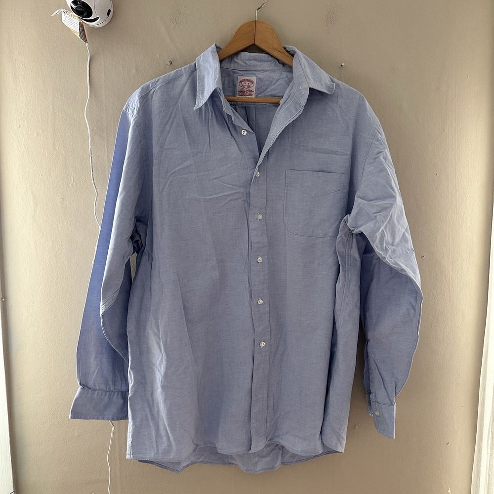 Brooks Brothers Dress Shirt Size 17-5 Blue Button Down Office Career Cotton